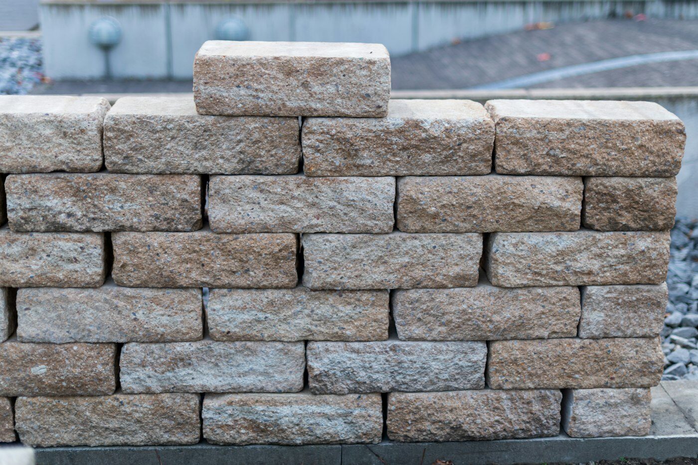 Split-face block garden wall