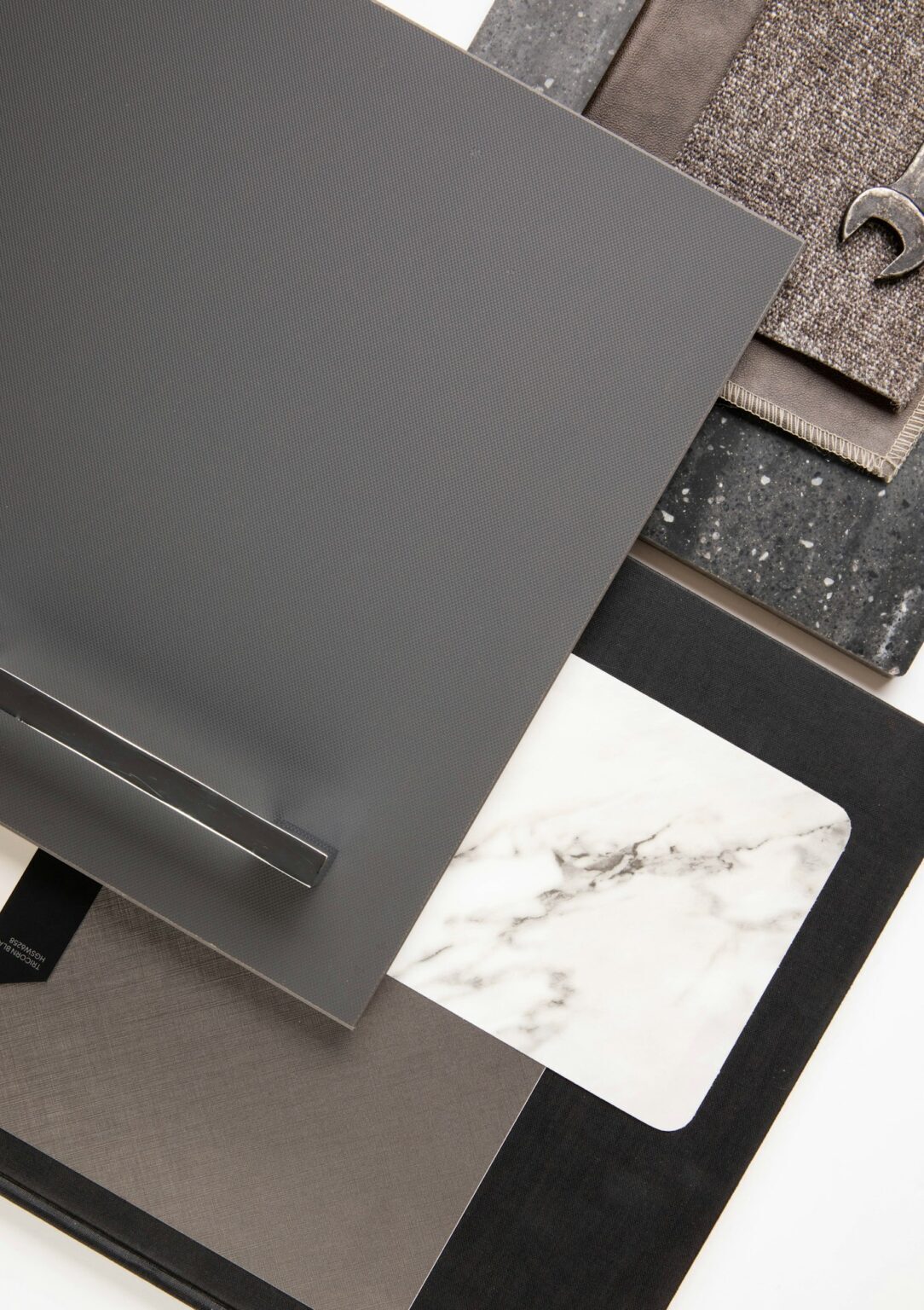 Material samples arranged on a table