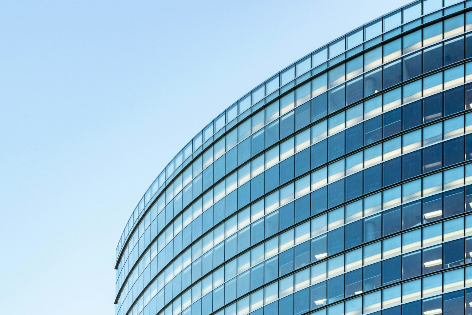 Glass facade of a modern office building